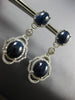 LARGE 2.8CT DIAMOND & AAA SAPPHIRE 18KT WHITE GOLD OVAL & ROUND HANGING EARRINGS
