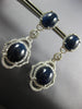 LARGE 2.8CT DIAMOND & AAA SAPPHIRE 18KT WHITE GOLD OVAL & ROUND HANGING EARRINGS