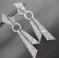 LARGE 4.61CT DIAMOND 18KT WHITE GOLD 3D MULTI ROW TRIANGULAR HANGING EARRINGS
