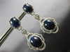 LARGE 2.8CT DIAMOND & AAA SAPPHIRE 18KT WHITE GOLD OVAL & ROUND HANGING EARRINGS
