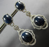 LARGE 2.8CT DIAMOND & AAA SAPPHIRE 18KT WHITE GOLD OVAL & ROUND HANGING EARRINGS