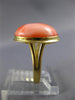 ANTIQUE WIDE AAA CORAL 14KT YELLOW GOLD 3D CLASSIC OVAL FUN RING #27147