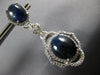 LARGE 2.8CT DIAMOND & AAA SAPPHIRE 18KT WHITE GOLD OVAL & ROUND HANGING EARRINGS
