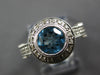 LARGE 1.56CT DIAMOND & AAA BLUE TOPAZ 14KT WHITE GOLD FILIGREE ENGAGEMENT RING