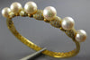 LARGE 1.29CT DIAMOND & AAA SOUTH SEA PEARL 14KT YELLOW GOLD 3D BANGLE BRACELET