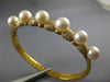LARGE 1.29CT DIAMOND & AAA SOUTH SEA PEARL 14KT YELLOW GOLD 3D BANGLE BRACELET