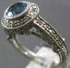 LARGE 1.56CT DIAMOND & AAA BLUE TOPAZ 14KT WHITE GOLD FILIGREE ENGAGEMENT RING