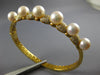 LARGE 1.29CT DIAMOND & AAA SOUTH SEA PEARL 14KT YELLOW GOLD 3D BANGLE BRACELET