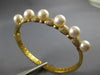 LARGE 1.29CT DIAMOND & AAA SOUTH SEA PEARL 14KT YELLOW GOLD 3D BANGLE BRACELET