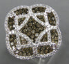 EXTRA LARGE 2.06CT WHITE & MOCHA DIAMOND 14K 2 TONE GOLD 4 LEAF CLOVER STAR RING