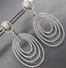 ESTATE LARGE 1.93CT DIAMOND 18KT WHITE GOLD MULTI OVAL CLIP ON HANGING EARRINGS