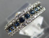 WIDE .86CT DIAMOND & AAA SAPPHIRE 14KT WHITE GOLD 3 ROW CLASSIC ANNIVERSARY RING