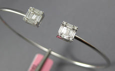 .43CT DIAMOND 18KT WHITE GOLD ROUND & BAGUETTE SQUARE FLEXIBLE BANGLE BRACELET