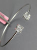 .43CT DIAMOND 18KT WHITE GOLD ROUND & BAGUETTE SQUARE FLEXIBLE BANGLE BRACELET