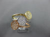 ESTATE WIDE .57CT DIAMOND 14KT TRI COLOR GOLD 3D ROUND PAVE STACKABLE FUN RING