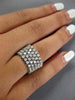 LARGE 2.53CT DIAMOND 18KT WHITE GOLD 3D MULTI ROW 3/4 ETERNITY ANNIVERSARY RING