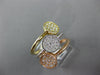 ESTATE WIDE .57CT DIAMOND 14KT TRI COLOR GOLD 3D ROUND PAVE STACKABLE FUN RING