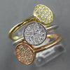ESTATE WIDE .57CT DIAMOND 14KT TRI COLOR GOLD 3D ROUND PAVE STACKABLE FUN RING