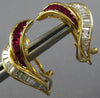 LARGE 2.61CT BAGUETTE DIAMOND & AAA RUBY 18KT YELLOW GOLD LEAF CLIP ON EARRINGS