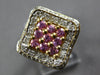 LARGE 1.26CT DIAMOND & AAA PINK SAPPHIRE 14K YELLOW GOLD SIDEWAY SQUARE FUN RING
