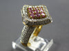 LARGE 1.26CT DIAMOND & AAA PINK SAPPHIRE 14K YELLOW GOLD SIDEWAY SQUARE FUN RING