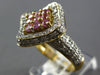LARGE 1.26CT DIAMOND & AAA PINK SAPPHIRE 14K YELLOW GOLD SIDEWAY SQUARE FUN RING