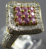 LARGE 1.26CT DIAMOND & AAA PINK SAPPHIRE 14K YELLOW GOLD SIDEWAY SQUARE FUN RING