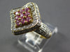 LARGE 1.26CT DIAMOND & AAA PINK SAPPHIRE 14K YELLOW GOLD SIDEWAY SQUARE FUN RING
