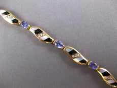 2.97CT DIAMOND & AAA TANZANITE 14KT YELLOW GOLD 3D OVAL & ROUND TENNIS BRACELET