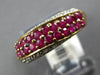 ESTATE 1.13CT DIAMOND & AAA RUBY 14KT YELLOW GOLD 3D MULTI ROW DIAGONAL FUN RING