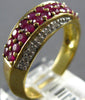 ESTATE 1.13CT DIAMOND & AAA RUBY 14KT YELLOW GOLD 3D MULTI ROW DIAGONAL FUN RING