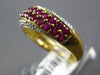 ESTATE 1.13CT DIAMOND & AAA RUBY 14KT YELLOW GOLD 3D MULTI ROW DIAGONAL FUN RING