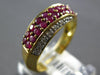 ESTATE 1.13CT DIAMOND & AAA RUBY 14KT YELLOW GOLD 3D MULTI ROW DIAGONAL FUN RING