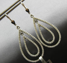 LARGE 1.60CT DIAMOND 14KT WHITE GOLD DOUBLE TEAR DROP LEVERBACK HANGING EARRINGS