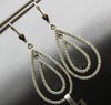 LARGE 1.60CT DIAMOND 14KT WHITE GOLD DOUBLE TEAR DROP LEVERBACK HANGING EARRINGS