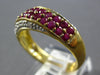 ESTATE 1.13CT DIAMOND & AAA RUBY 14KT YELLOW GOLD 3D MULTI ROW DIAGONAL FUN RING