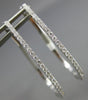 .30CT DIAMOND 18KT WHITE GOLD 3D CLASSIC 2mm OVAL ELONGATED HUGGIE HOOP EARRINGS