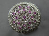 LARGE .80CT DIAMOND & AAA PINK SAPPHIRE 18KT WHITE GOLD 3D FLOWER CIRCULAR RING