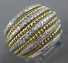 ESTATE LARGE 1.09CT DIAMOND 14KT 2 TONE GOLD 3D CLASSIC MULTI ROW ROPE FUN RING