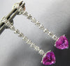 5.20CT DIAMOND & AAA PINK SAPPHIRE 18KT WHITE GOLD HEART SHAPE HANGING EARRINGS