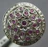 LARGE .80CT DIAMOND & AAA PINK SAPPHIRE 18KT WHITE GOLD 3D FLOWER CIRCULAR RING