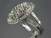 LARGE .80CT DIAMOND & AAA PINK SAPPHIRE 18KT WHITE GOLD 3D FLOWER CIRCULAR RING