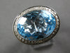 LARGE 12.08CT DIAMOND & AAA BLUE TOPAZ 14KT WHITE GOLD OVAL & ROUND SUMMER RING