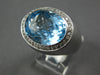 LARGE 12.08CT DIAMOND & AAA BLUE TOPAZ 14KT WHITE GOLD OVAL & ROUND SUMMER RING