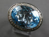 LARGE 12.08CT DIAMOND & AAA BLUE TOPAZ 14KT WHITE GOLD OVAL & ROUND SUMMER RING