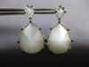 1.15CT WHITE & BLACK DIAMOND & AAA WHITE QUARTZ 14KT WHITE GOLD HANGING EARRINGS