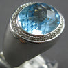 LARGE 12.08CT DIAMOND & AAA BLUE TOPAZ 14KT WHITE GOLD OVAL & ROUND SUMMER RING