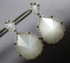 1.15CT WHITE & BLACK DIAMOND & AAA WHITE QUARTZ 14KT WHITE GOLD HANGING EARRINGS