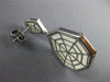 1.15CT WHITE & BLACK DIAMOND & AAA WHITE QUARTZ 14KT WHITE GOLD HANGING EARRINGS