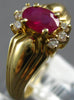 ESTATE .77CT DIAMOND & AAA RUBY 14KT YELLOW GOLD 3D OVAL & ROUND FLOWER FUN RING